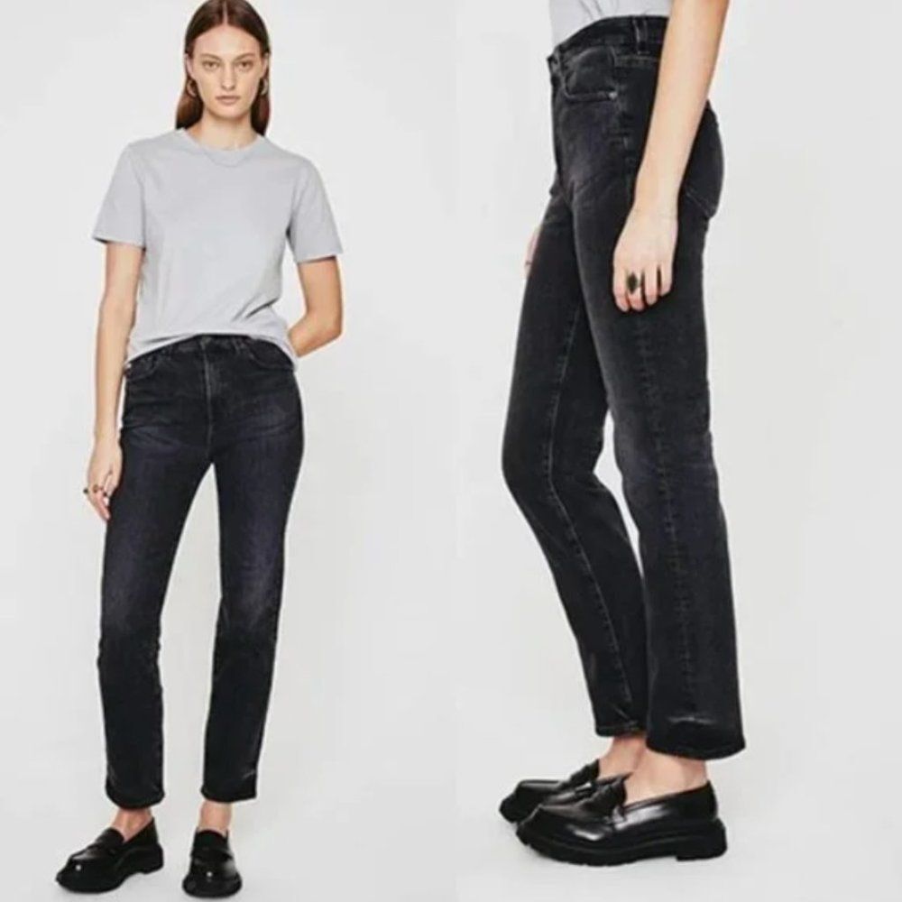 New AG Adriano Goldschmied Saige High Rise Straight Jeans 10 Yrs Bonfire size 24